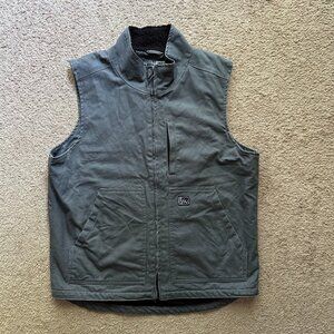 Fintech Vest Mens Medium Full Zip Mock Neck Canvas Sherpa Fleece Lined Grey